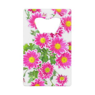 Pink Daisies / Asters Bouquet + your ideas Credit Card Bottle Opener