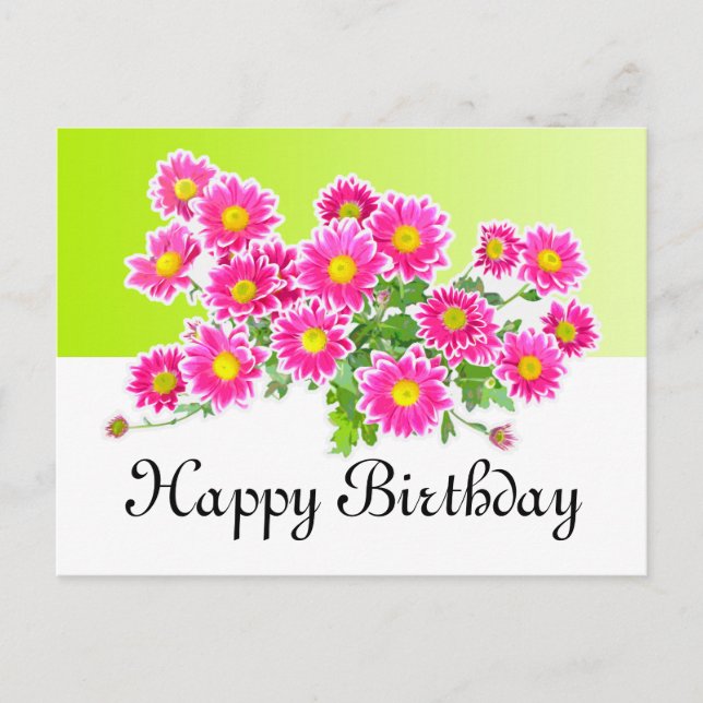 Pink Daisies / Asters Bouquet + your ideas Postcard (Front)