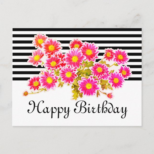 Pink Daisies / Asters Bouquet + your ideas Postcard (Front)