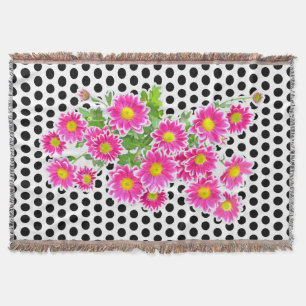 Pink Daisies / Asters Bouquet + your ideas Throw Blanket