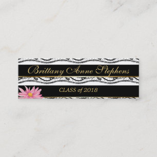Pink Daisies Black Lace Graduation Name Insert