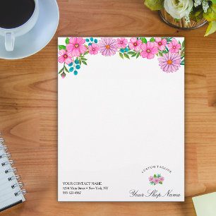 Pink daisies, Business name & logo Letterhead