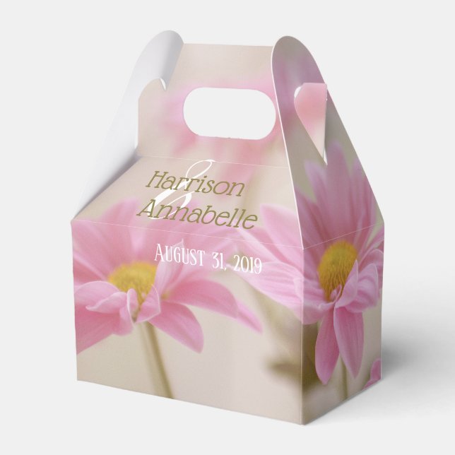 Pink Daisies Elegant Favour Boxes Romantic Flowers (Back Side)