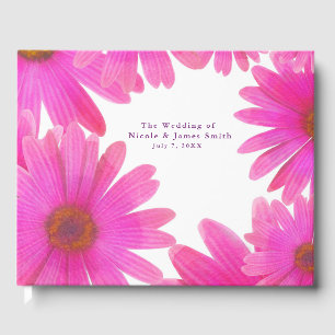 Pink Daisies Floral Daisy Elegant Chic Wedding Guest Book