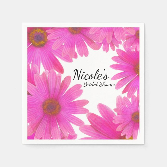 Pink Daisies Floral Daisy Elegant Custom Party Napkin (Front)