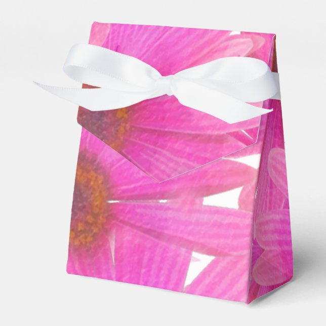 Pink Daisies Floral Daisy Elegant Spring Favour Favor Box (Front Side)