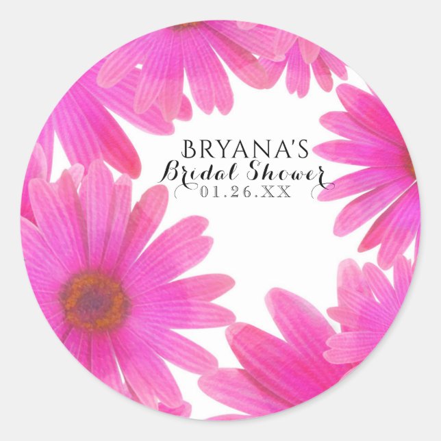 Pink Daisies Floral Daisy Spring Party Favour Classic Round Sticker (Front)