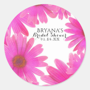 Pink Daisies Floral Daisy Spring Party Favour Classic Round Sticker
