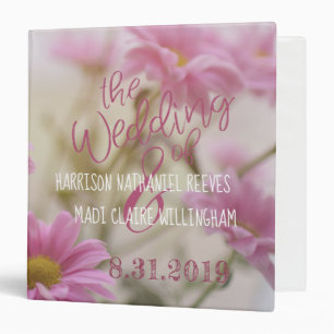 Pink Daisies Large Wedding Binder Romantic Flowers