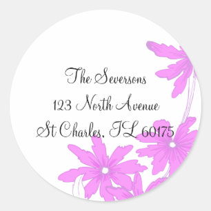 Pink Daisies Return Address Classic Round Sticker