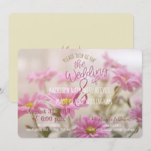 Pink Daisies Wedding Invitation Romantic Flowers