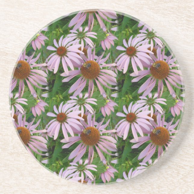 Pink Daisies with a Bee Coaster (Front)