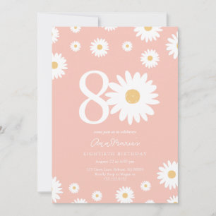 Pink Daisy 80th Birthday Invitation