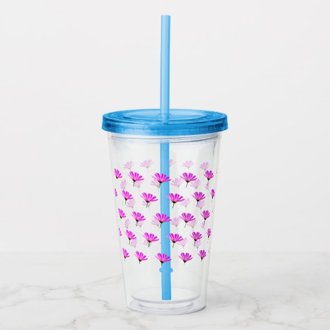 Pink Daisy  Acrylic Tumbler (Front)