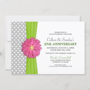 Pink Daisy Anniversary Party Invitation