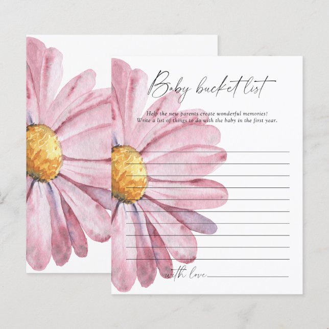 Pink Daisy - Baby bucket list game (Front/Back)