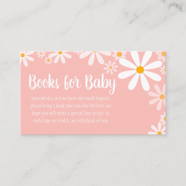 Pink Daisy Baby Shower Books for Baby Enclosure Card (Front)