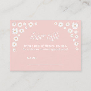 Pink Daisy Baby Shower Diaper Raffle Ticket Enclosure Card
