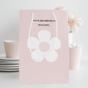 Pink Daisy Birthday – Elegant Floral Party Medium Gift Bag