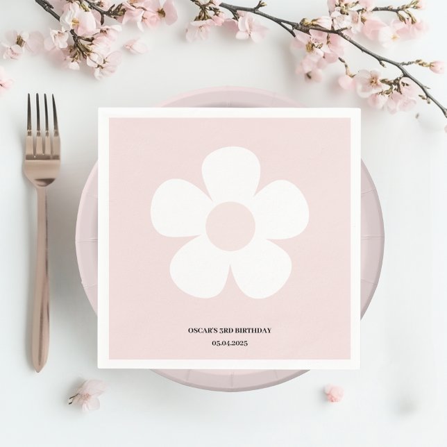 Pink Daisy Birthday – Floral Party Table Decor Napkin (Creator Uploaded)