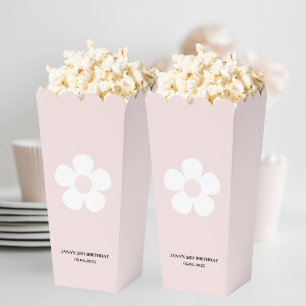 Pink Daisy Birthday Popcorn  Favor Box