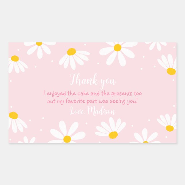 Pink Daisy Birthday Sticker (Front)
