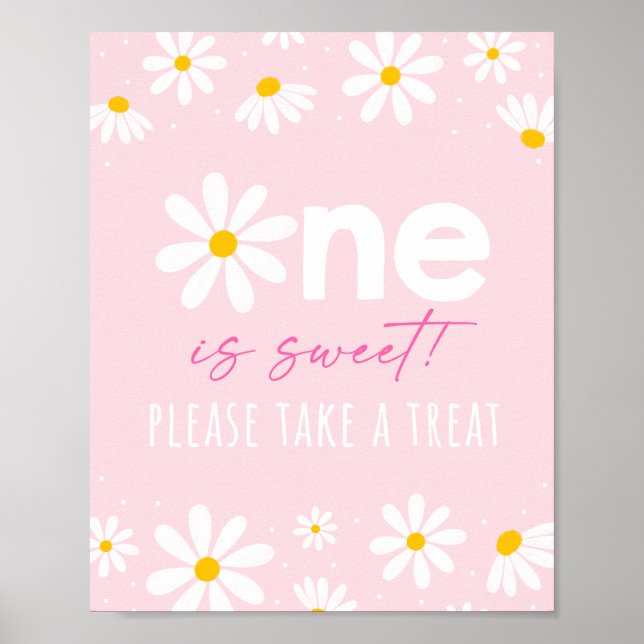 Pink Daisy Birthday Treat Sign (Front)