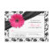 Pink Daisy Black White Floral Damask Wedding RSVP