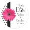 Pink Daisy Black White Polka Dot Wedding Sticker
