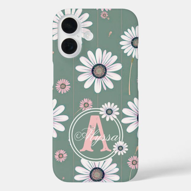 Pink Daisy Blooms: Minimalist Floral Pattern Case-Mate iPhone Case (Back)