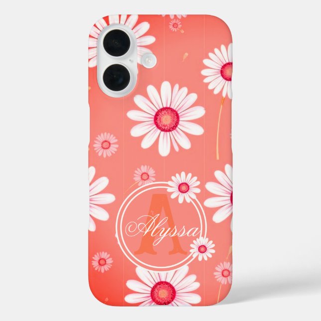 Pink Daisy Blooms: Minimalist Floral Pattern Case-Mate iPhone Case (Back)