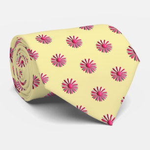 Pink Daisy Blossons Flowers Butter Yellow Trendy Tie