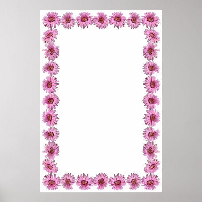 Pink Daisy Border on Blank Background Poster (Front)