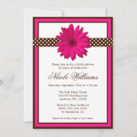 Pink Daisy Brown Polka Dots Bridal Shower