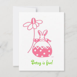 Pink Daisy Bunny birthday invitation