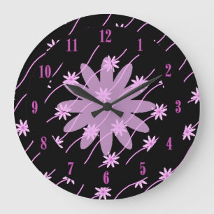 Pink Daisy Chain Floral Pattern Wall Clock