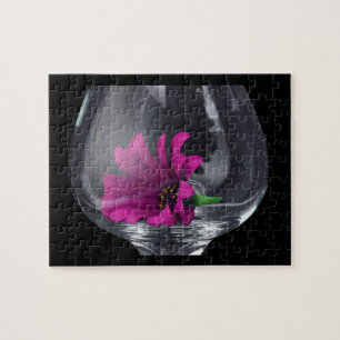 Pink Daisy Closeup In A Wine Jigsaw Puzzle