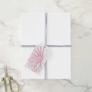 Pink Daisy Effect Floral Wedding Favour Tags