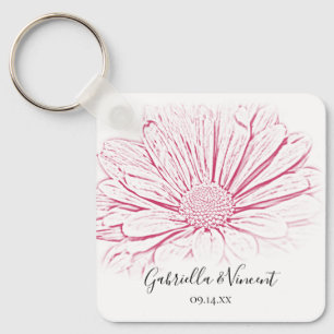 Pink Daisy Effect Floral Wedding Keychain