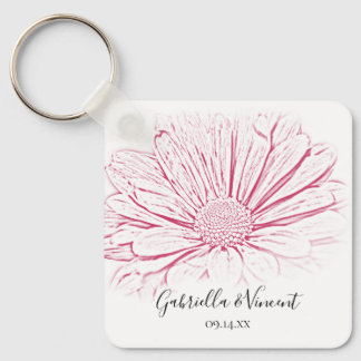 Pink Daisy Effect Floral Wedding Keychain