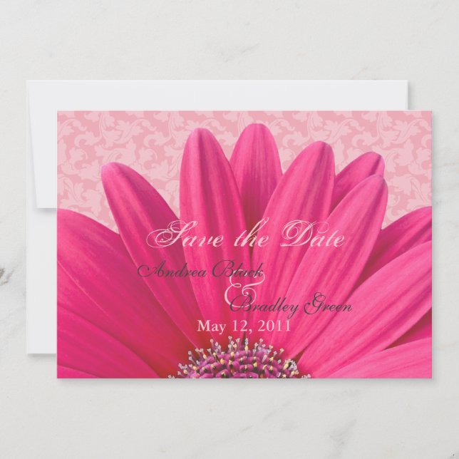 Pink Daisy Enregistrer la date Annonce Invitation (Devant)