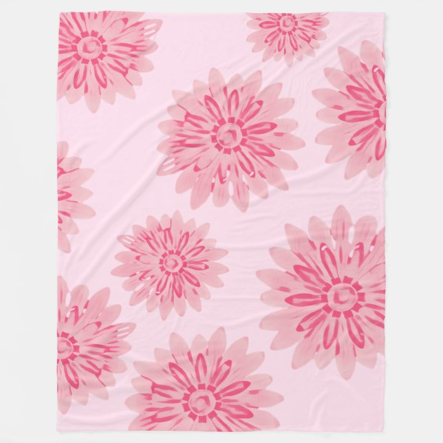 Pink Daisy Fleece Blanket (Front)