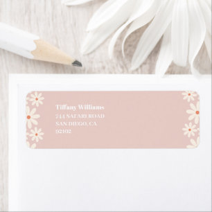 Pink Daisy Floral Baby Shower Return Address