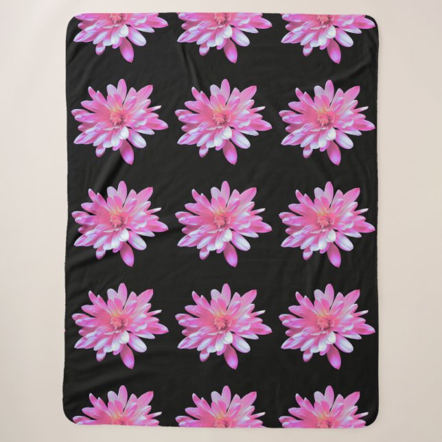 Pink daisy, floral photo sherpa blanket (Front)