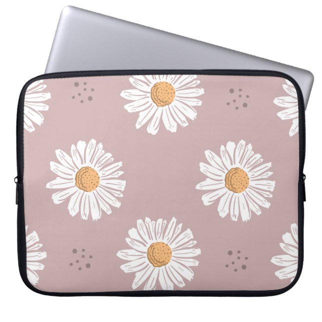 Pink Daisy: Floral Repeat Pattern. Laptop Sleeve (Front)