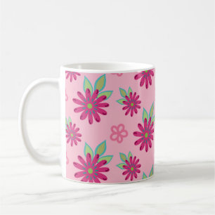 Pink daisy floral seamless patternart, beauty, blo coffee mug