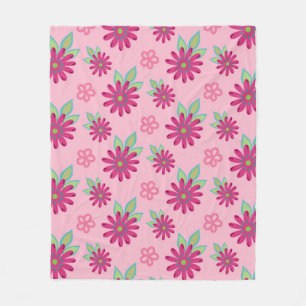 Pink daisy floral seamless patternart, beauty, blo fleece blanket