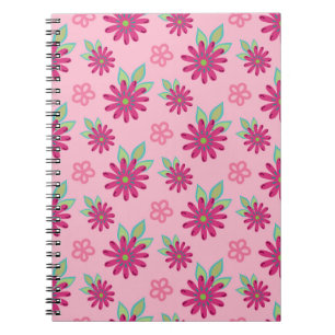 Pink daisy floral seamless patternart, beauty, blo notebook