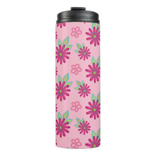 Pink daisy floral seamless patternart, beauty, blo thermal tumbler