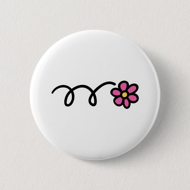 Pink daisy flower 2 inch round button (Front)